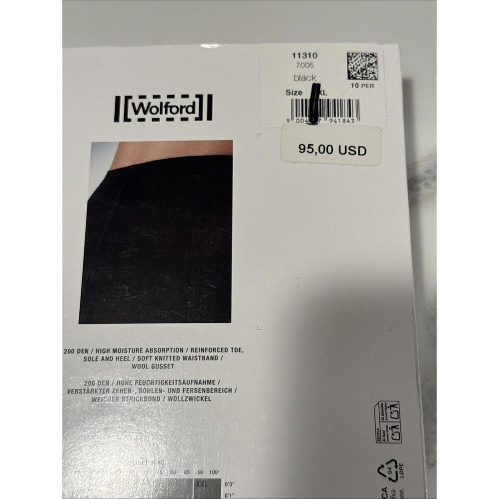 Wolford Merino Wool Blend Tights 200 Denier Black 11310-7005 Size XL - Picture 3 of 4